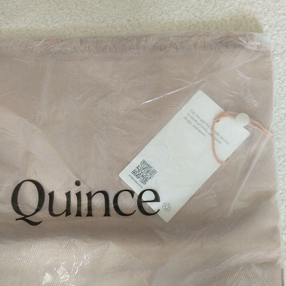 New Quince Featherweight Cashmere Silk Frayed Edge Scarf One Size Beige - Picture 5 of 8